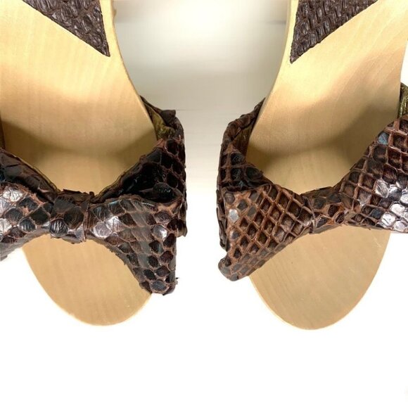 SPAZIOMODA wood leather snakeskin touch sandals women size 37 - Picture 10 of 17
